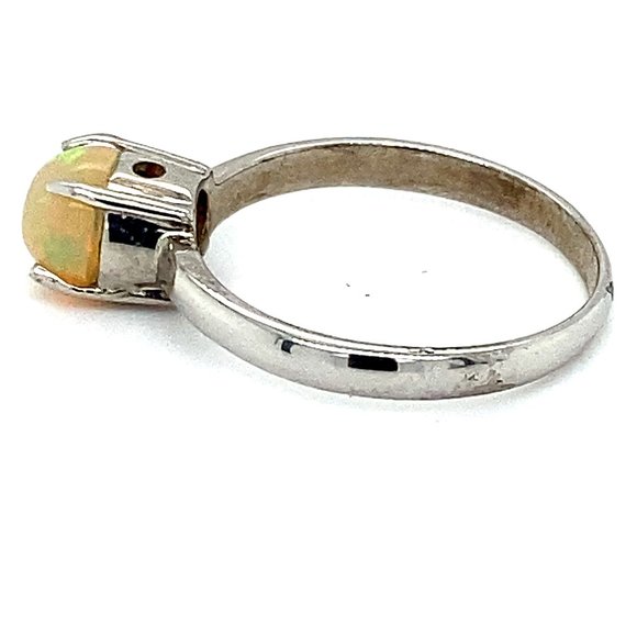 Welo Opal 1.10ct Platinum Finish Solid Silver Ring - Picture 5 of 6